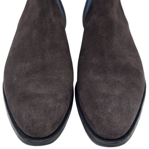 Crockett & Jones England Brown Navy Suede Chelsea Boots Mens Size 9E Dress Shoes - Picture 10 of 12